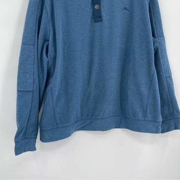 Tommy Bahama Men’s Quarter Snap Mock Neck Pullover XL Blue Fleece Collared - Picture 3 of 9